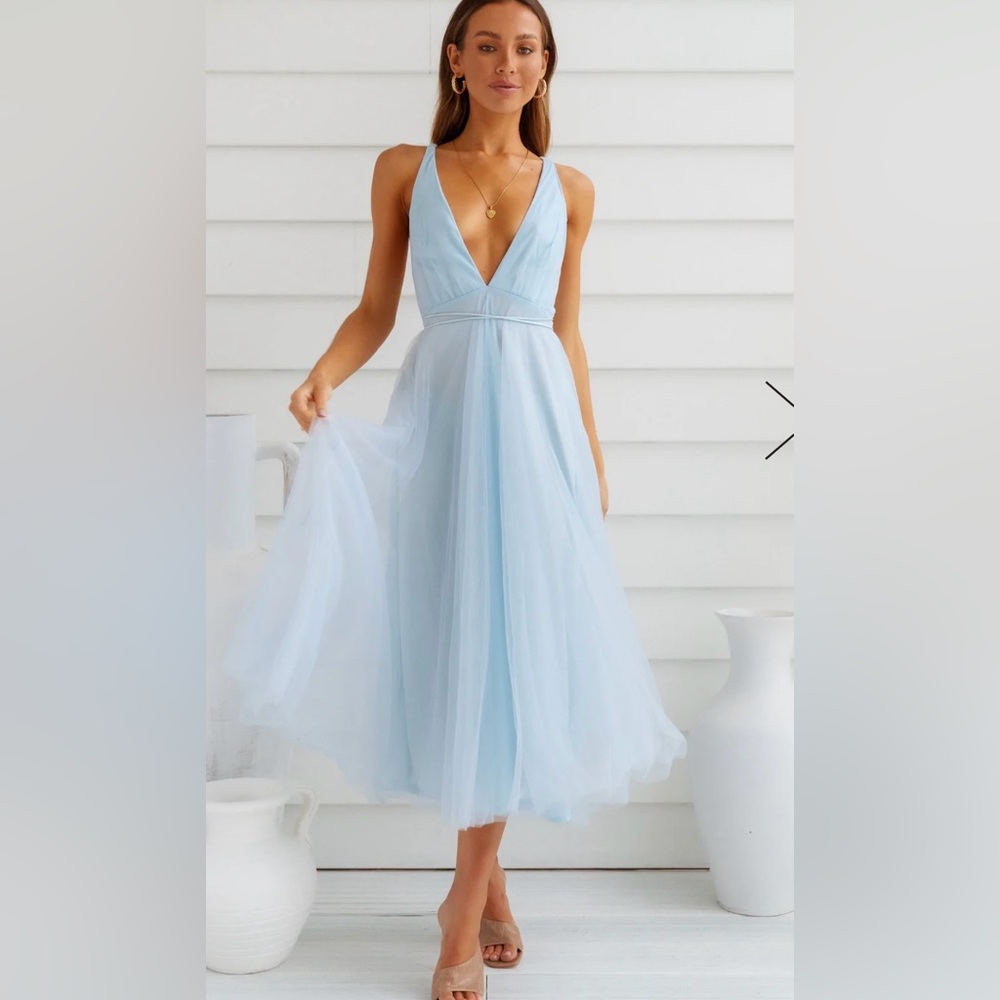 SUMMER CINDERELLA MIDI DRESS BLUE
